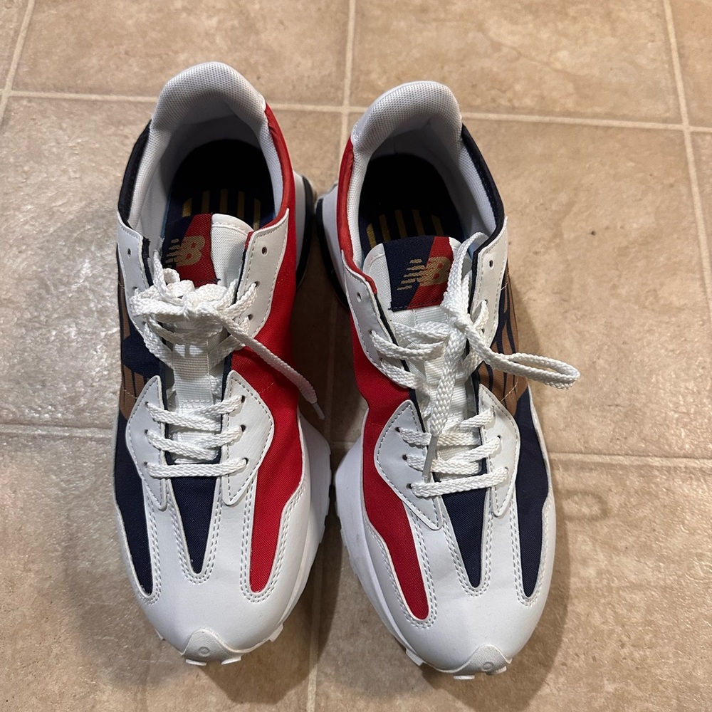 New Balance Red, Blue, and White Athletic Shoes